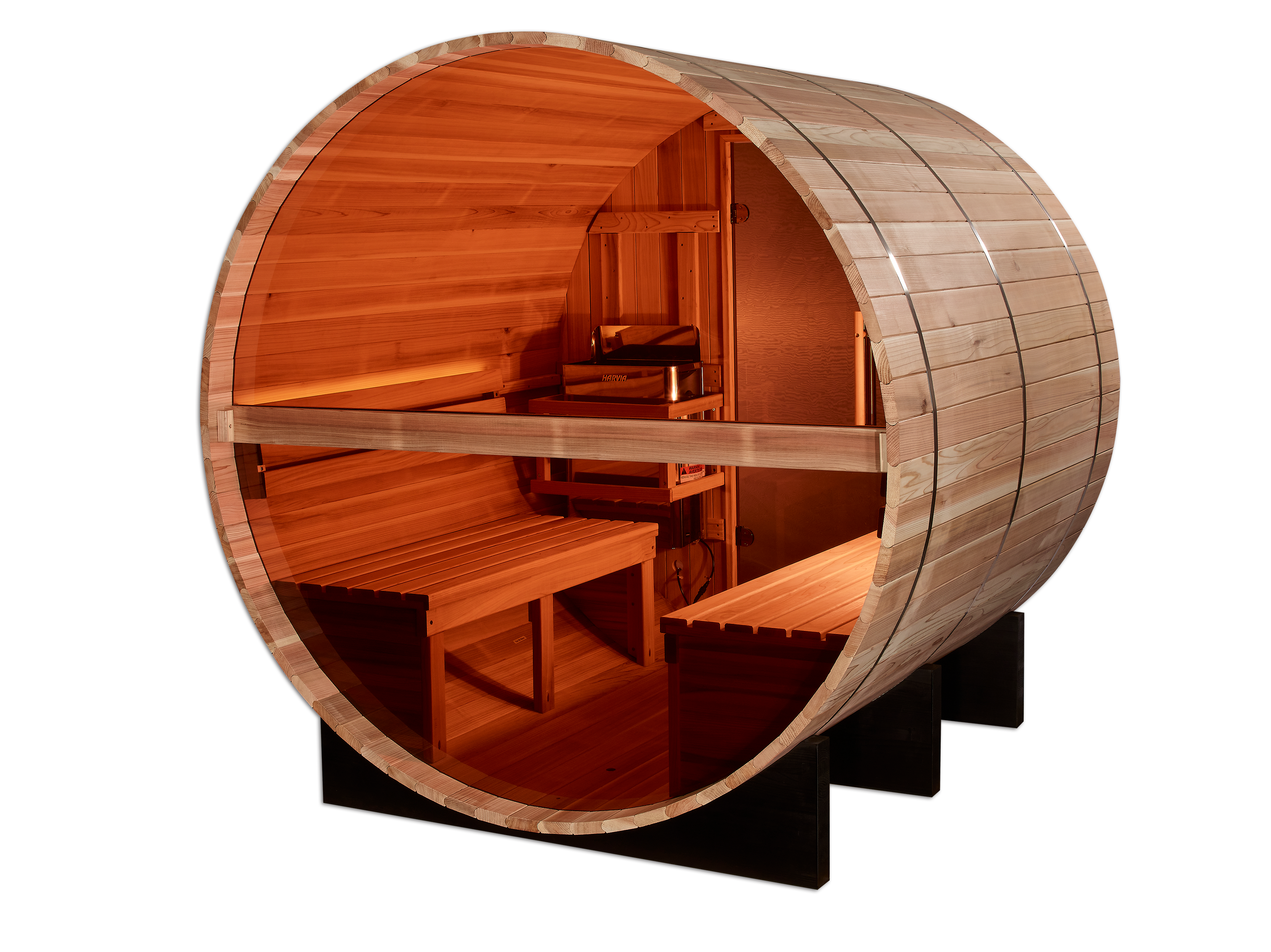 Golden Designs "Zurich" 4 Person Barrel with Bronze Privacy View - Traditional Sauna -  Pacific Cedar