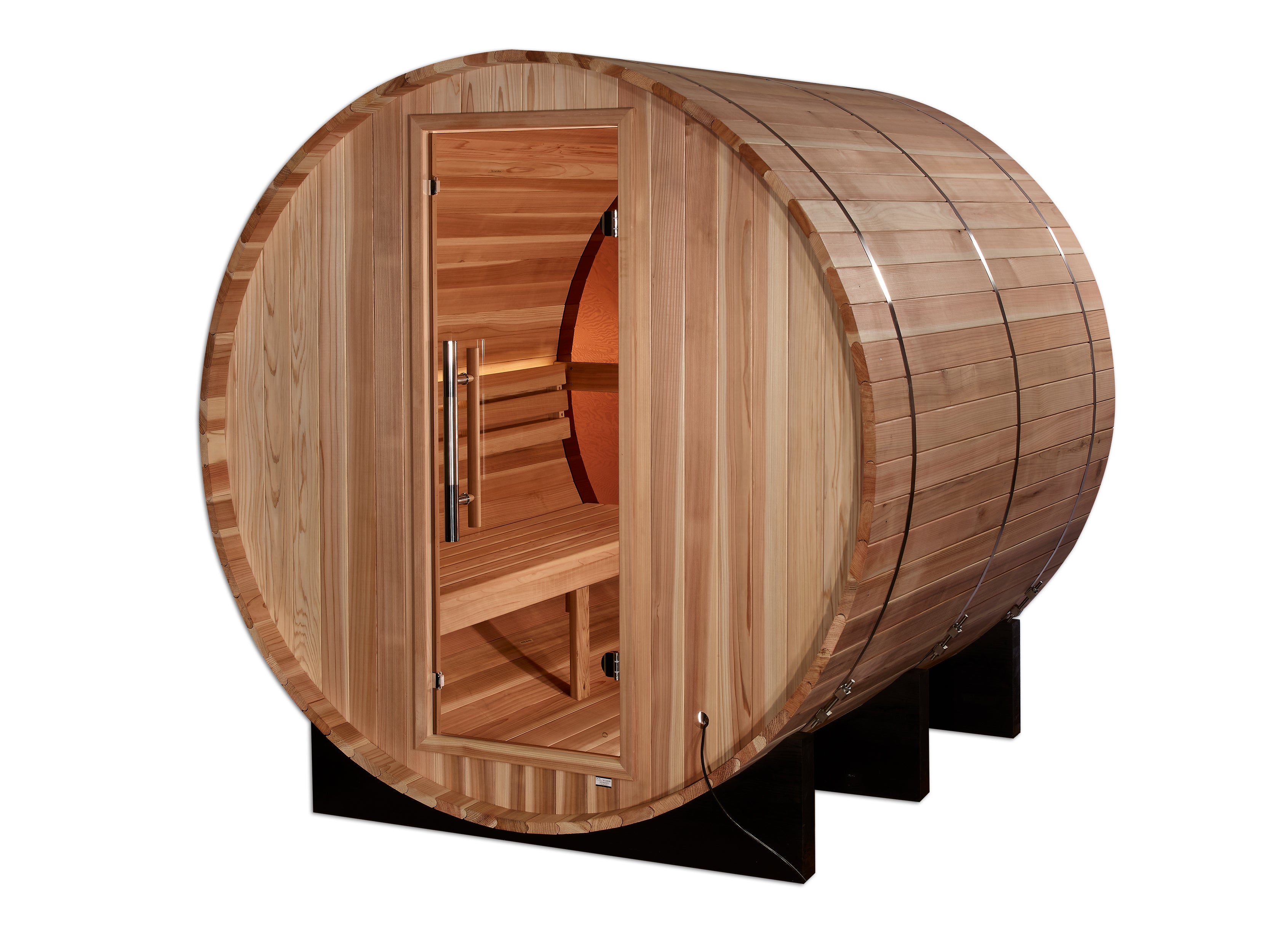 Golden Designs "Zurich" 4 Person Barrel with Bronze Privacy View - Traditional Sauna -  Pacific Cedar