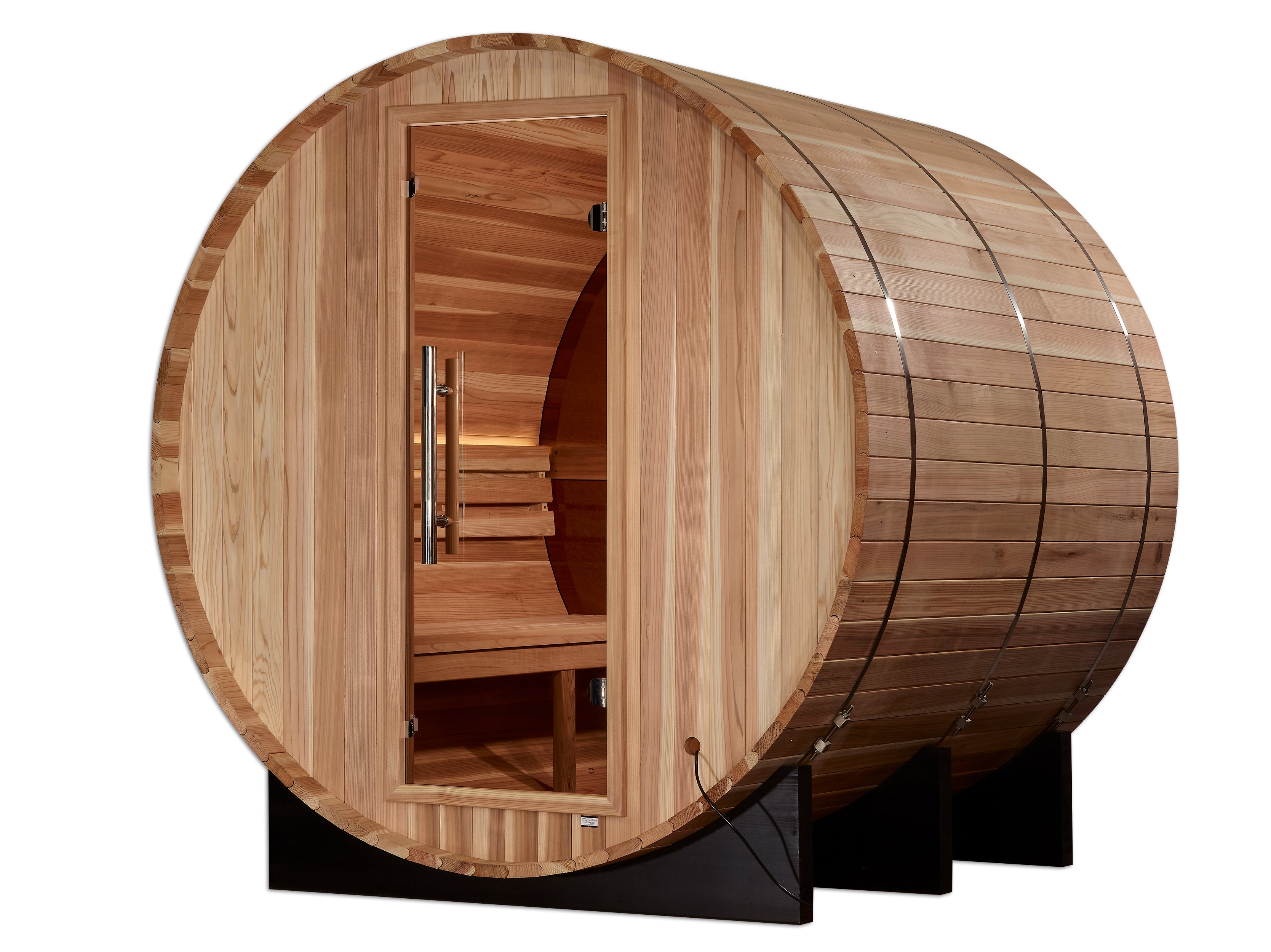 Golden Designs "Zurich" 4 Person Barrel with Bronze Privacy View - Traditional Sauna -  Pacific Cedar