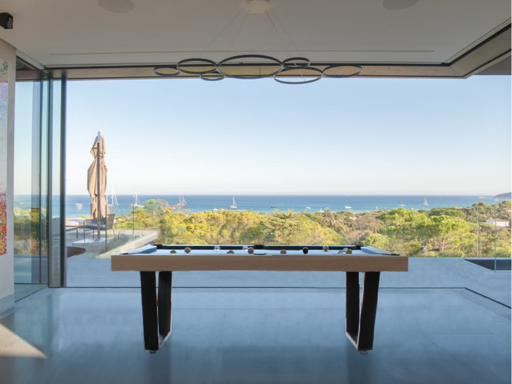 Iron industrial-style pool table