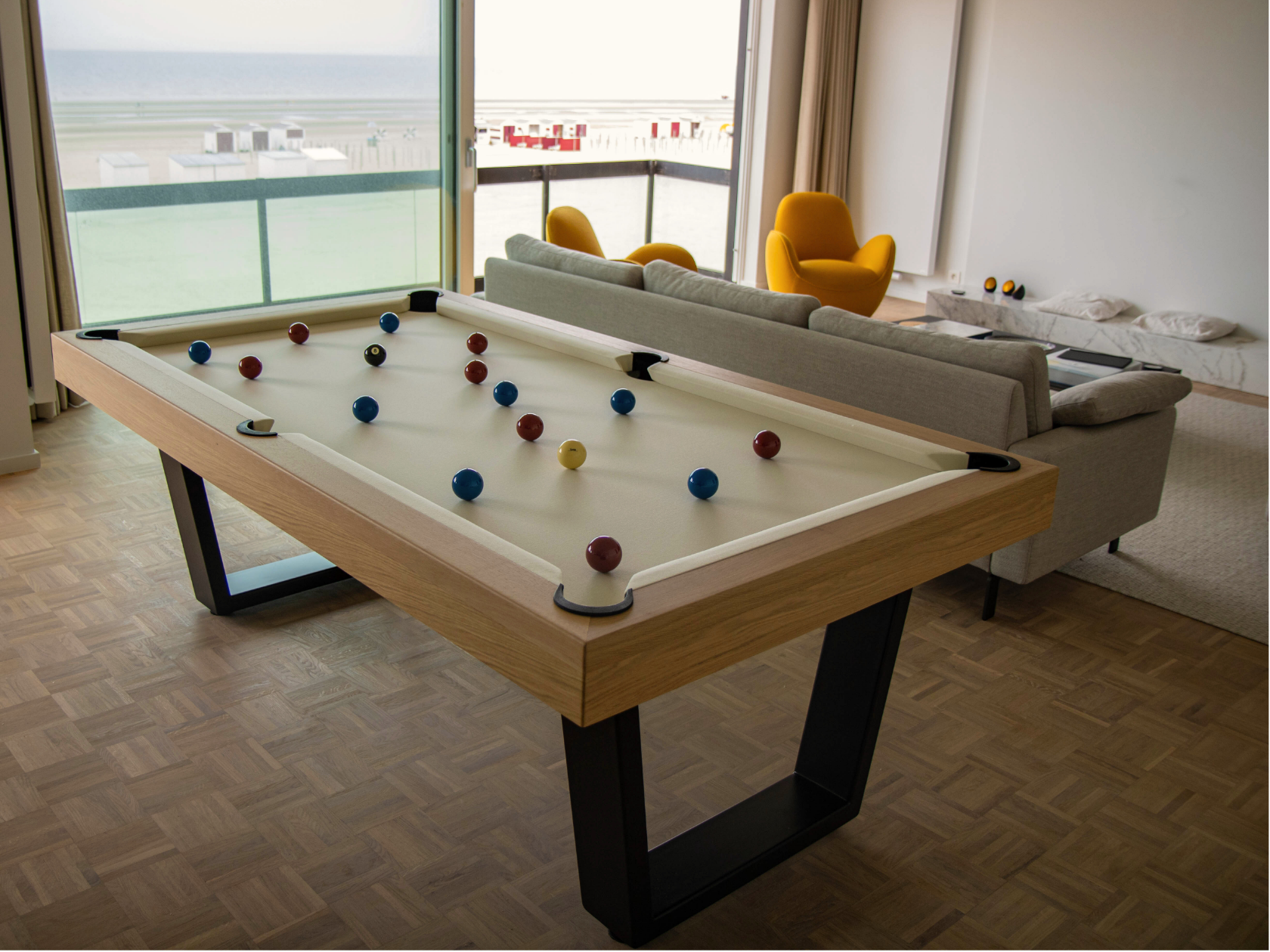 Iron industrial-style pool table