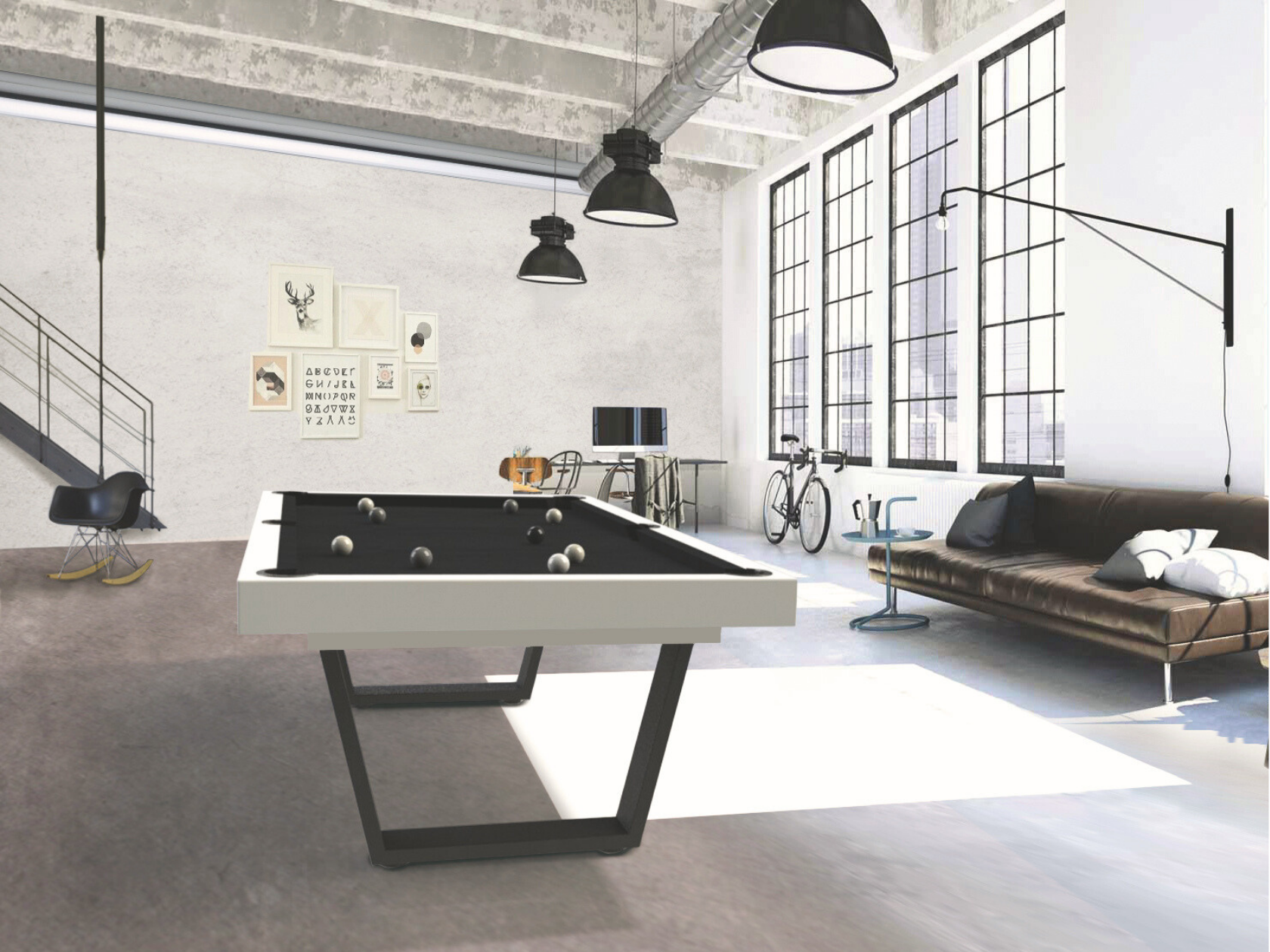Iron industrial-style pool table