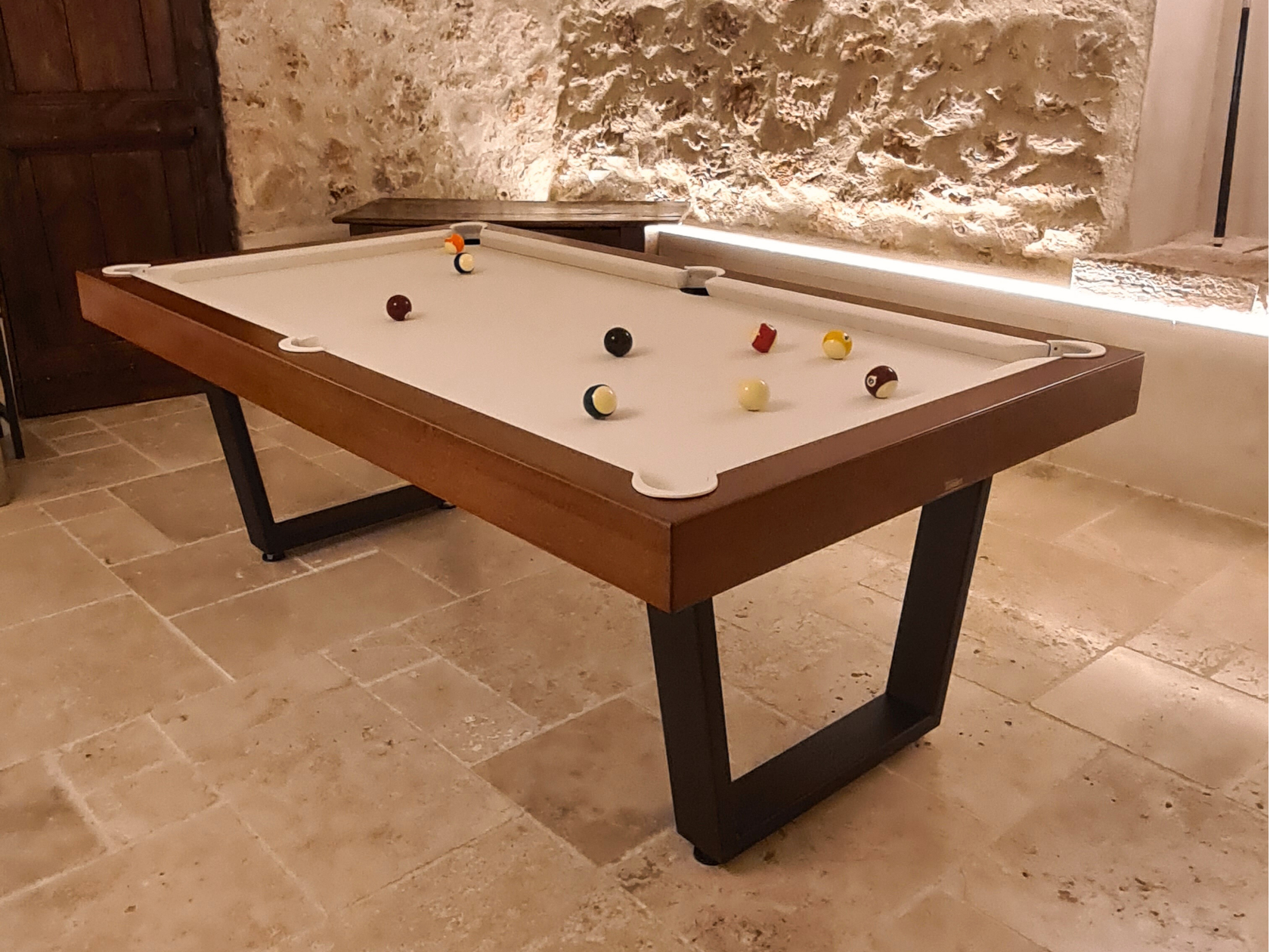 Iron industrial-style pool table