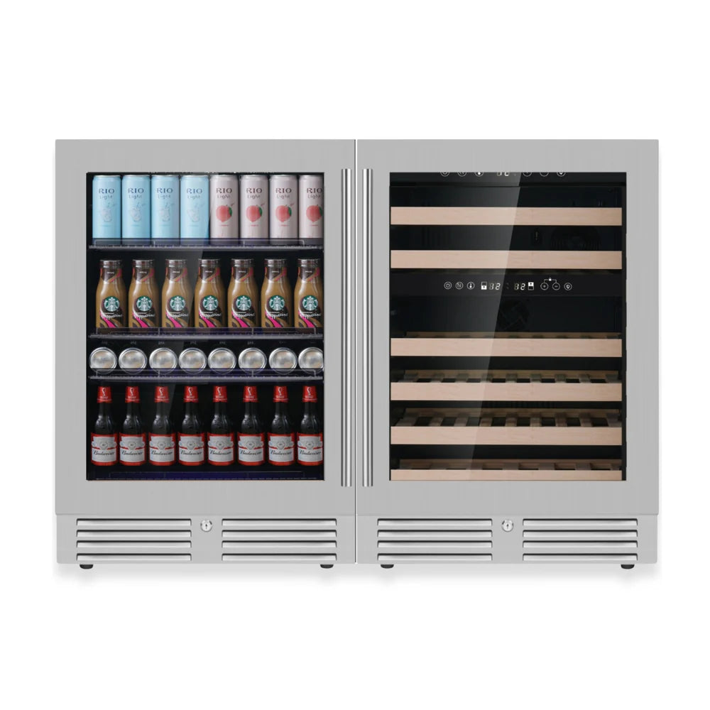 Ultimate Under Bench Wine Fridge and Bar Refrigerator Combo with 3 Temp. Zones