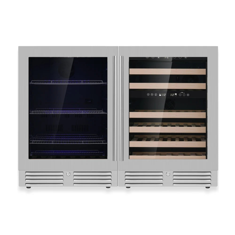 Ultimate Under Bench Wine Fridge and Bar Refrigerator Combo with 3 Temp. Zones