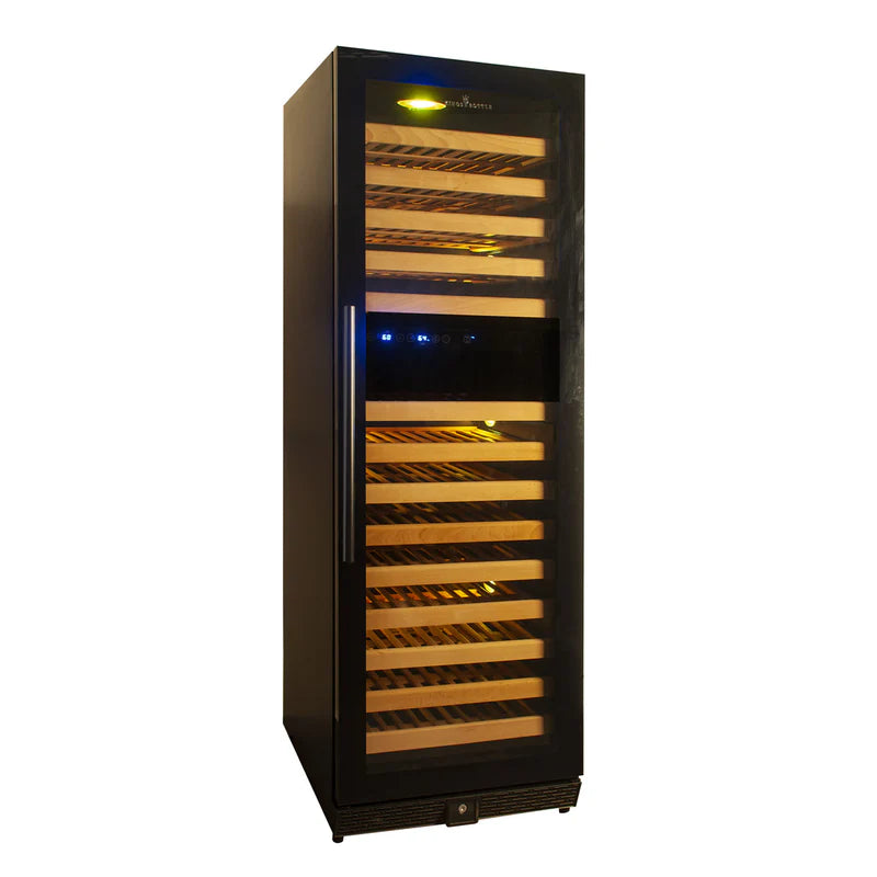 Tall Large Wine Refrigerator With Glass Door With Stainless Steel Trim