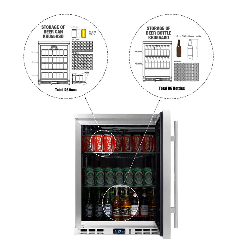 24-Inch Outdoor Beverage Refrigerator with Solid Stainless Steel Door