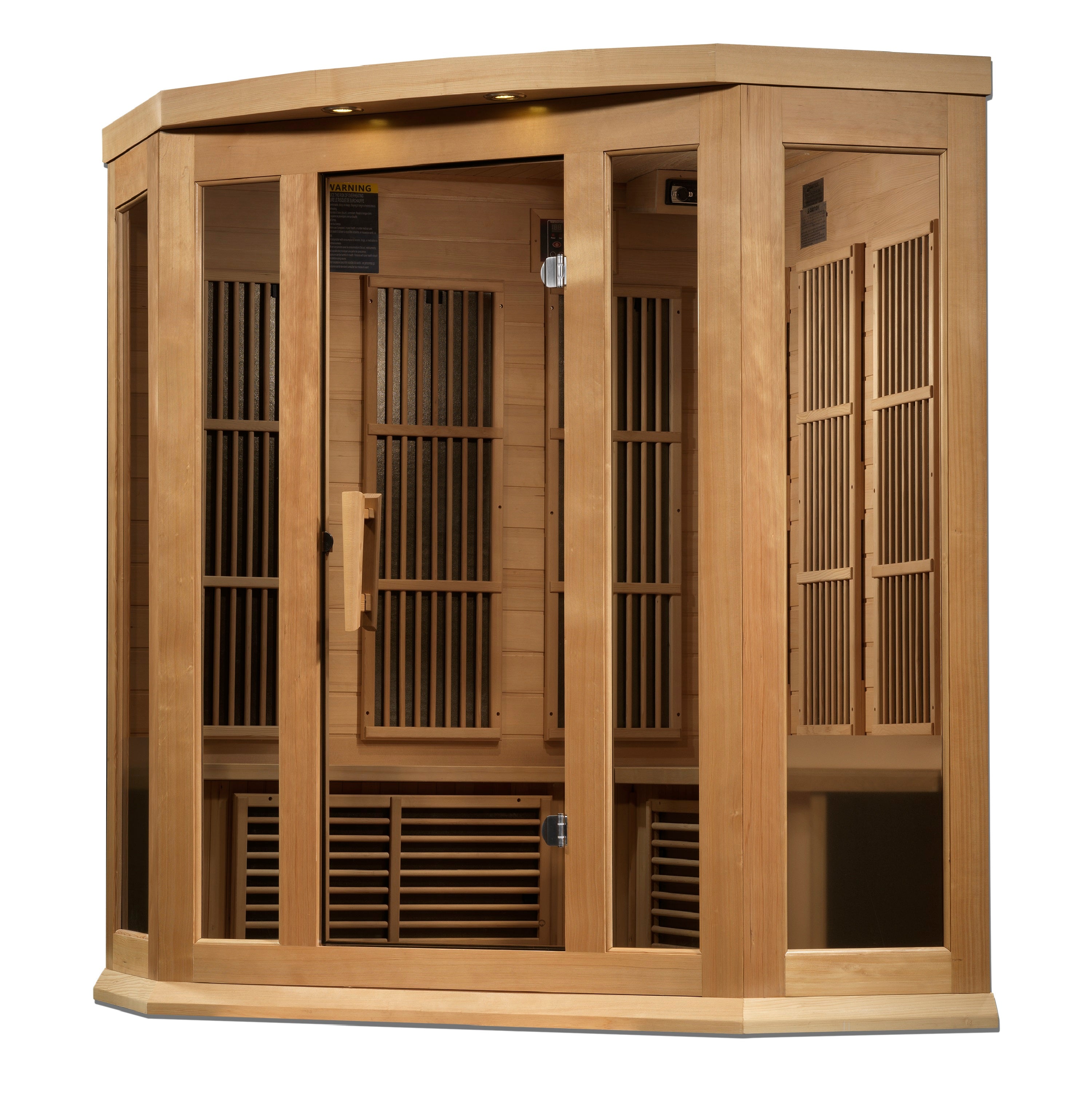 Maxxus 3-Person Corner Near Zero EMF FAR Infrared Sauna (Canadian Hemlock)