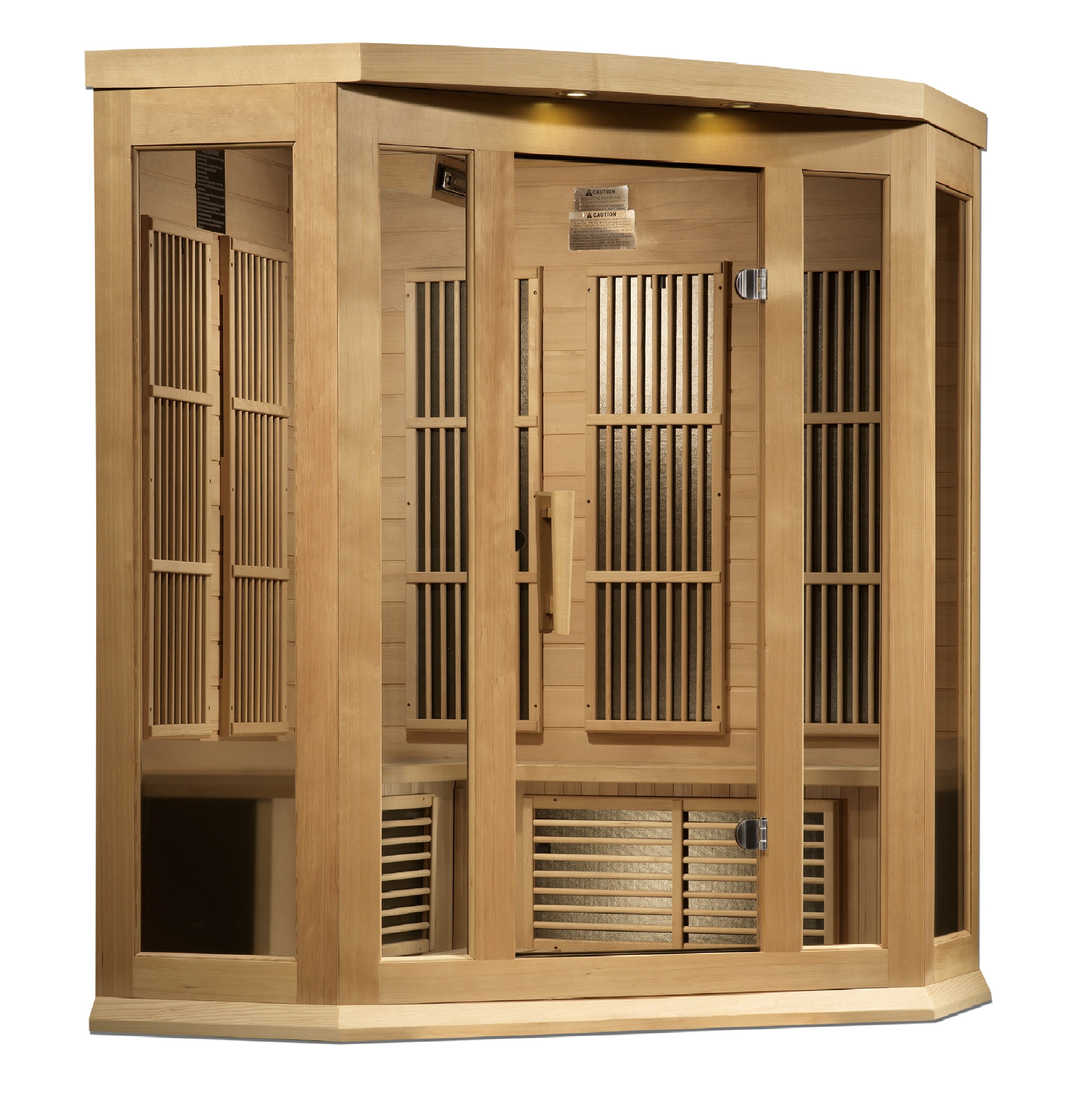 Maxxus 3-Person Corner Near Zero EMF FAR Infrared Sauna (Canadian Hemlock)