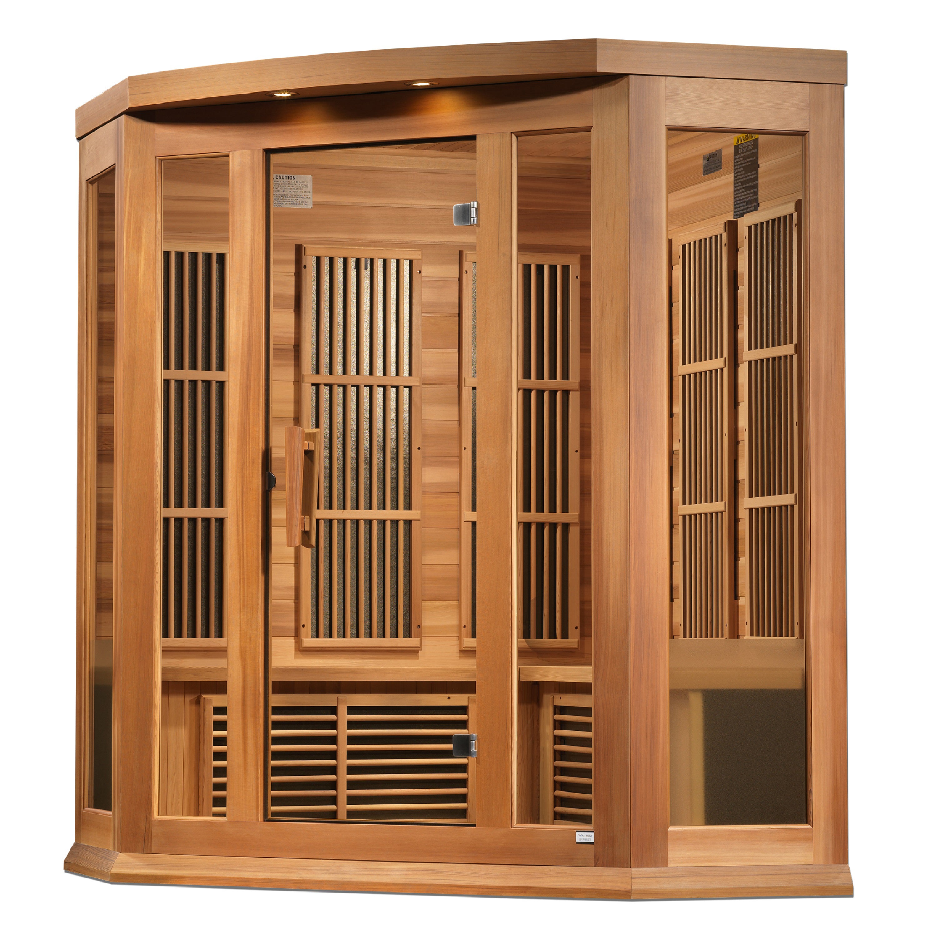 Maxxus 3-Person Corner Low EMF FAR Infrared Sauna (Canadian Red Cedar)