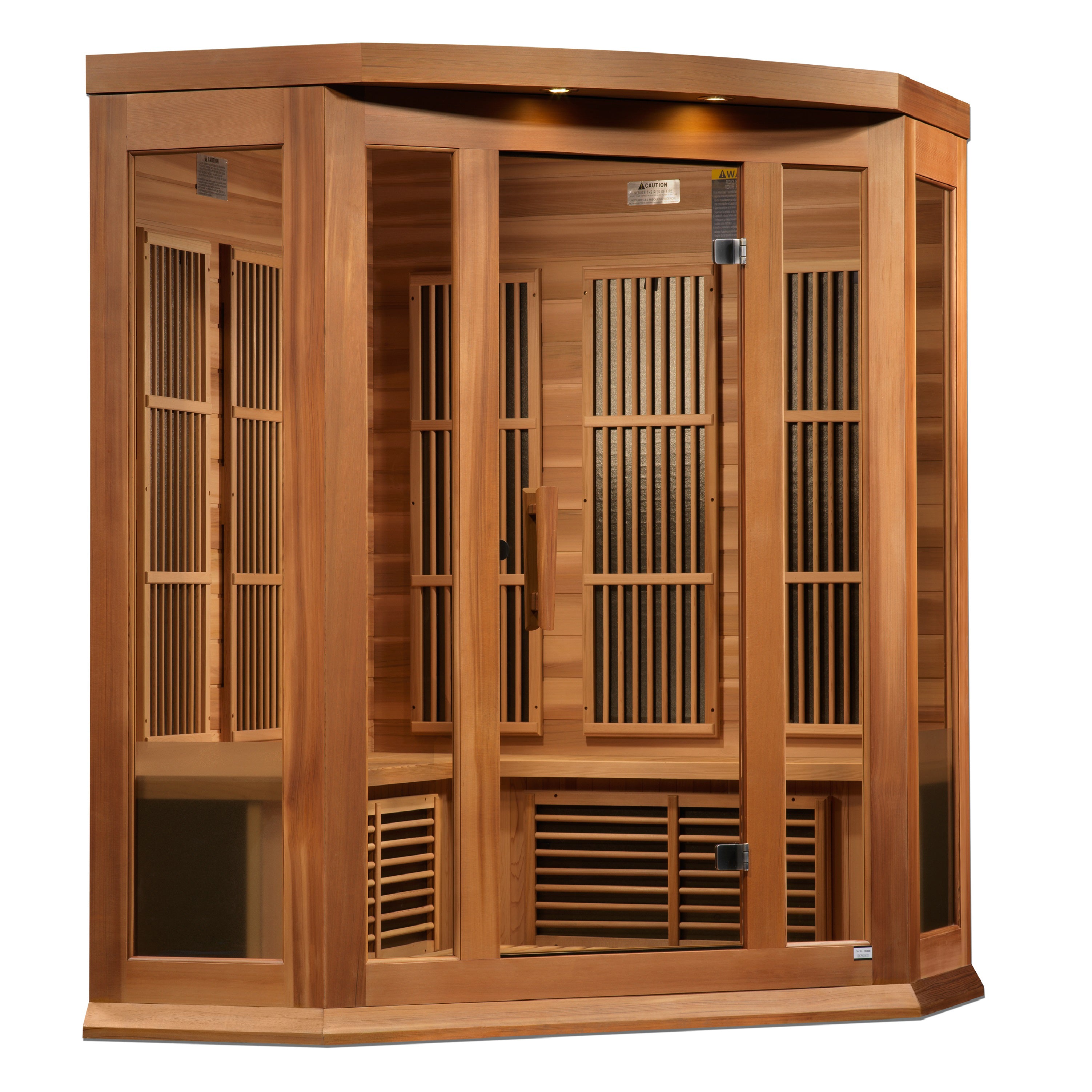 Maxxus 3-Person Corner Low EMF FAR Infrared Sauna (Canadian Red Cedar)