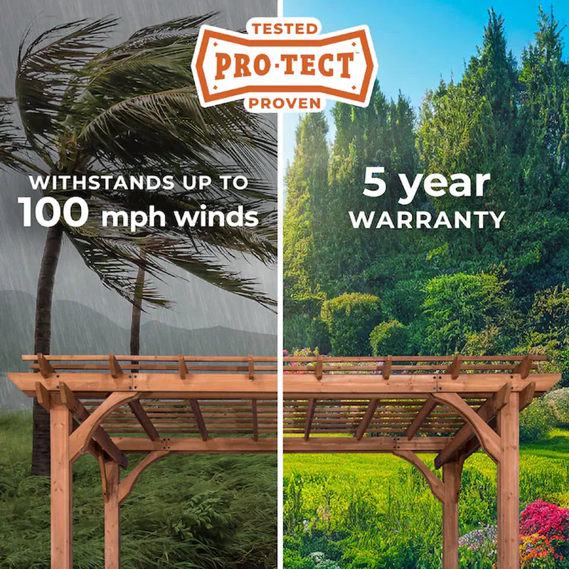 Beaumont 12-Ft W X 20-Ft L X 7-Ft 8-In H Brown Wood Freestanding Pergola