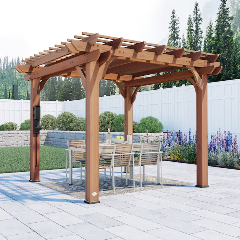 Beaumont 12-Ft W X 20-Ft L X 7-Ft 8-In H Brown Wood Freestanding Pergola
