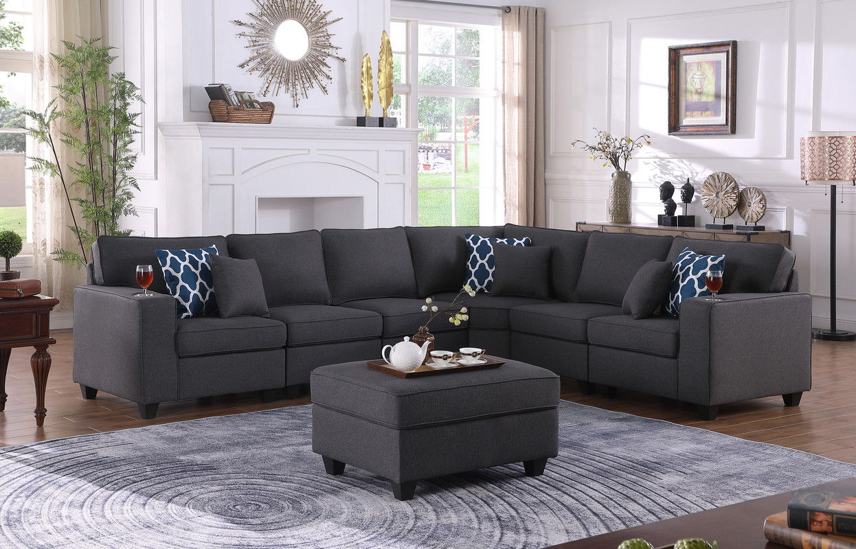 Cooper - Comfort Sectional Sofa With Ottomans And Cupholder