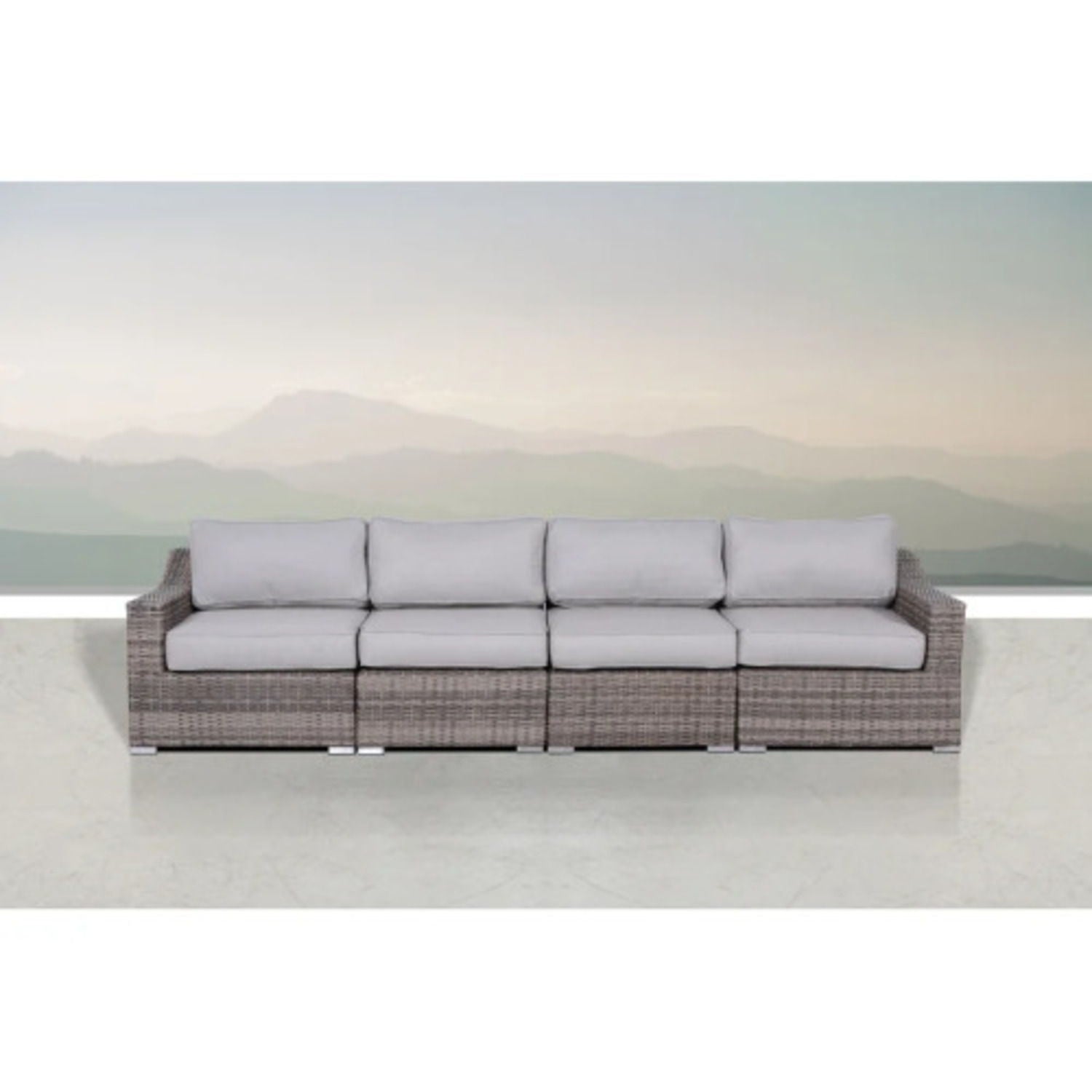 Contemporary Outdoor Rattan Wicker Sectional Seating Group With Cushions