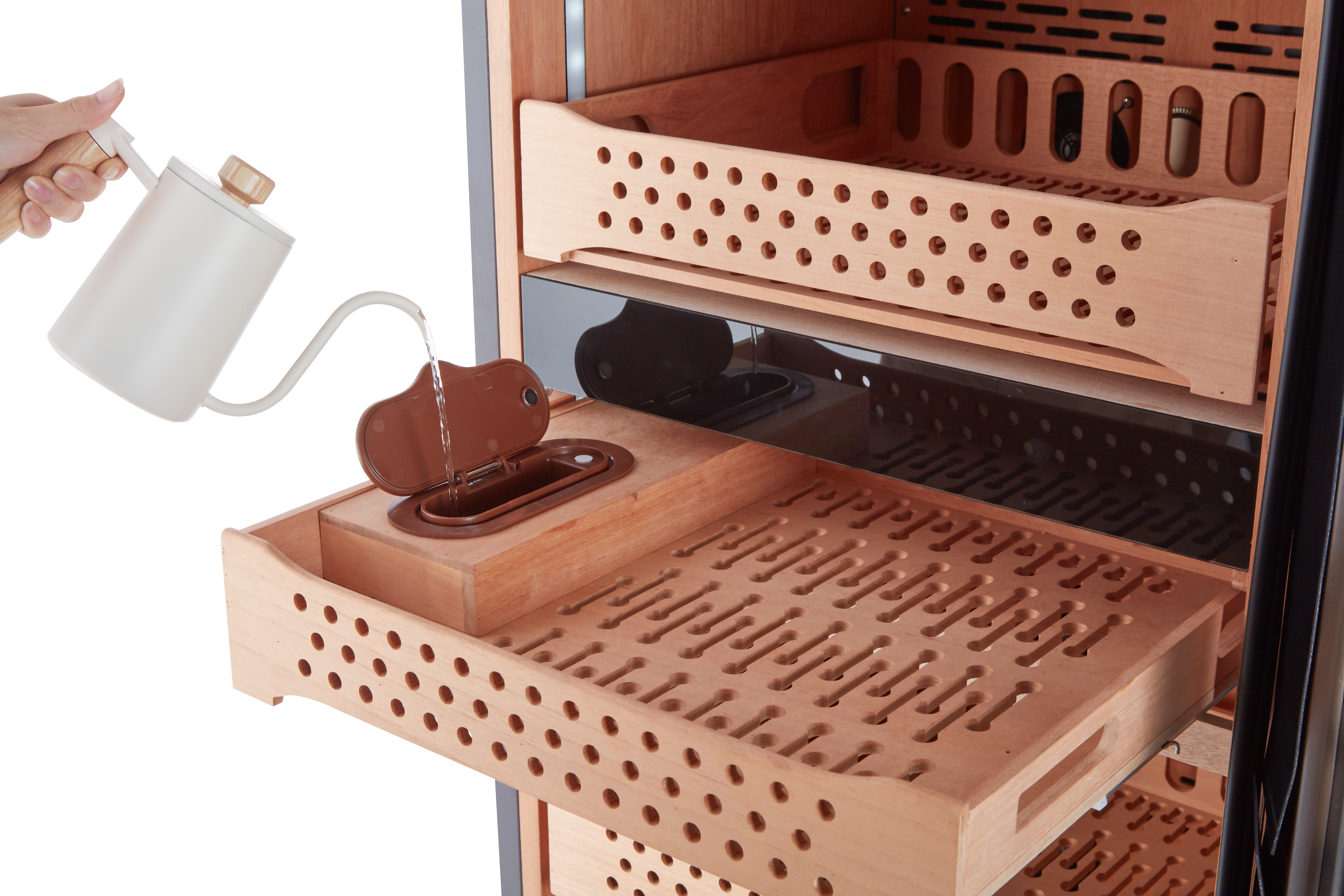 Afidano 2500 Ct Cigar Humidor Electric, Temperature and Humidity Control and Spanish Cedar Drawers