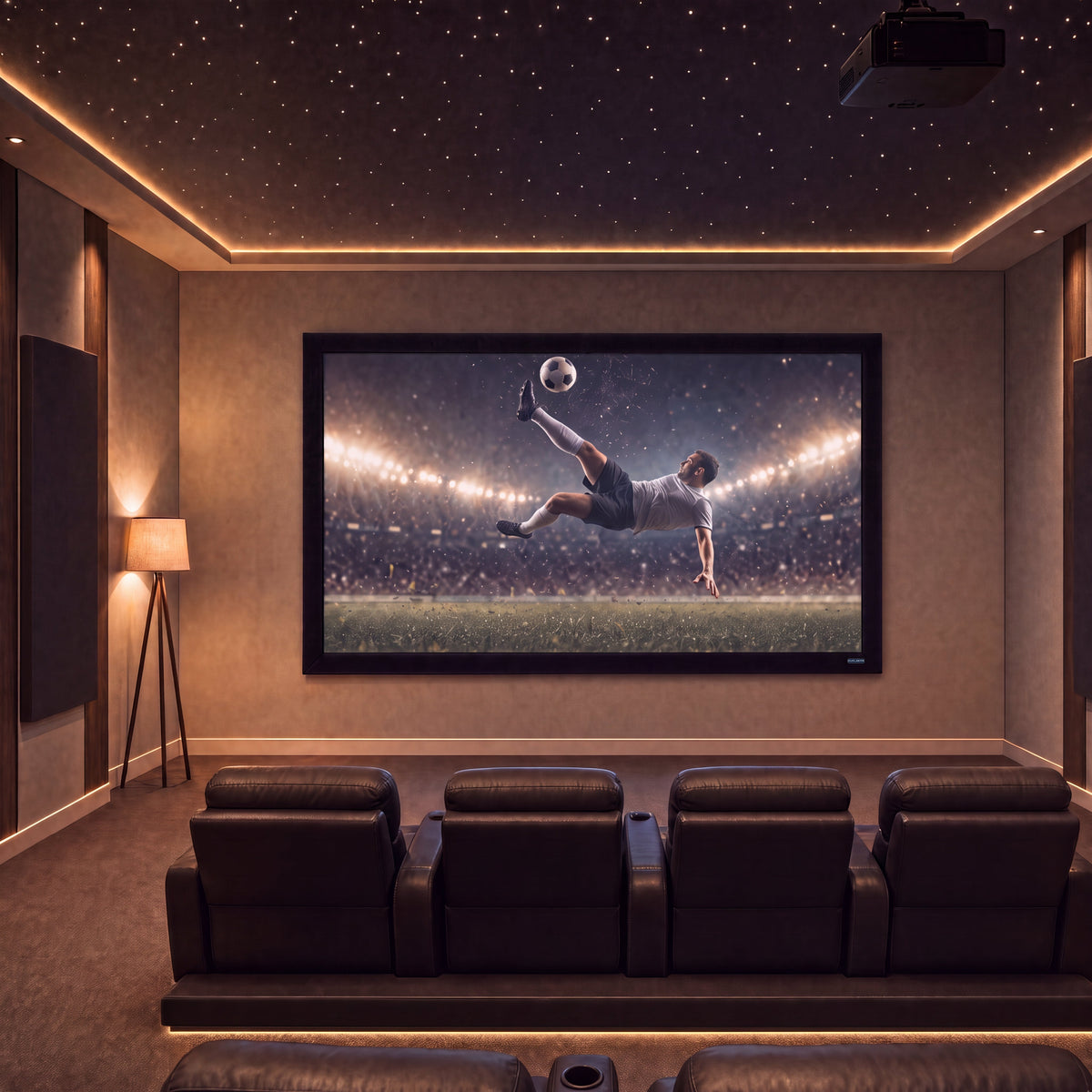 QualGear 150-In 16:9 Fixed Frame Projector Screen, 3D High Reflective Silver, 2.5 Gain, QG-PS-FF6-169-150-S